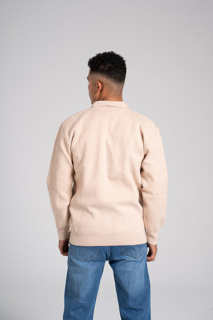 Zigzag Pattern Half Zipper Pullover - بلوفر بنصف سحاب بنمط متعرج