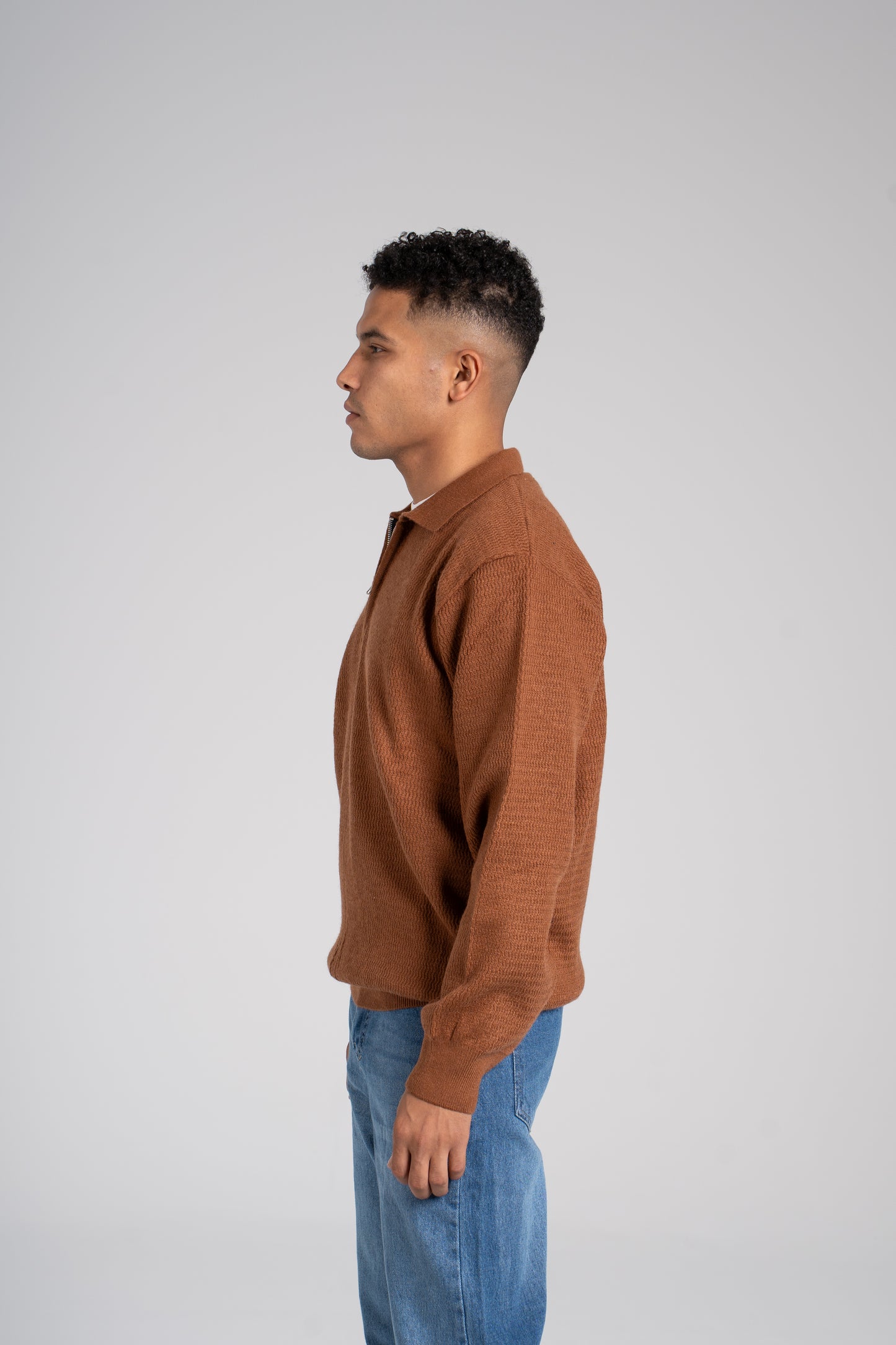 Zigzag Pattern Half Zipper Pullover - بلوفر بنصف سحاب بنمط متعرج