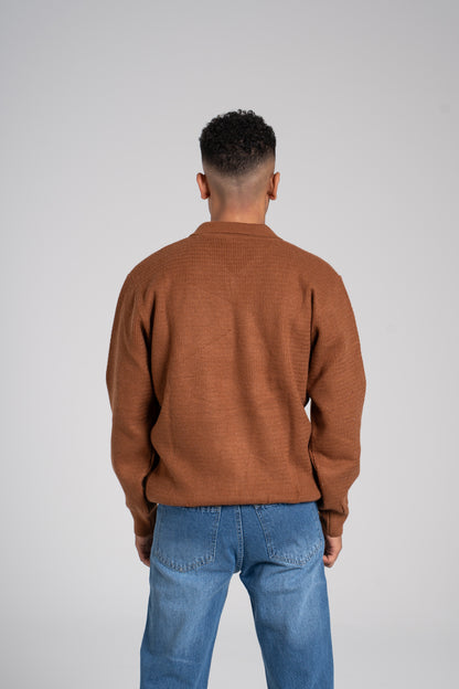 Zigzag Pattern Half Zipper Pullover - بلوفر بنصف سحاب بنمط متعرج