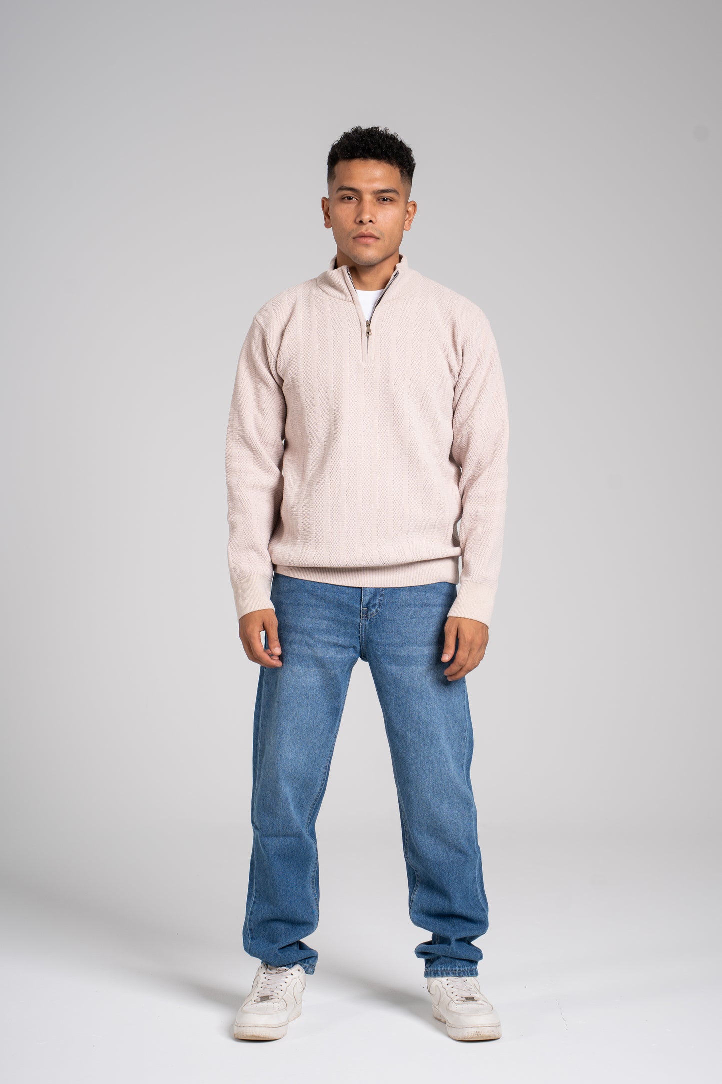 Ribbed Half Zipper Pullover - بلوفر مضلع بنصف سحاب