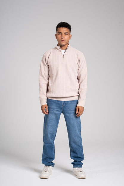 Ribbed Half Zipper Pullover - بلوفر مضلع بنصف سحاب