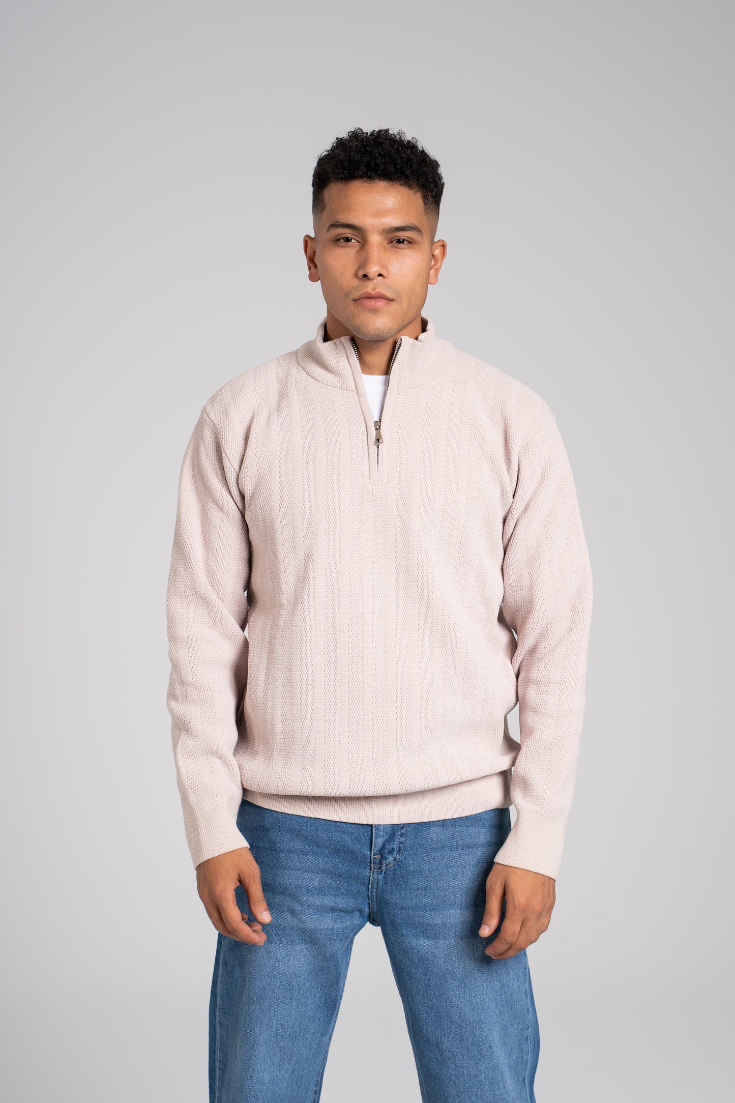 Ribbed Half Zipper Pullover - بلوفر مضلع بنصف سحاب
