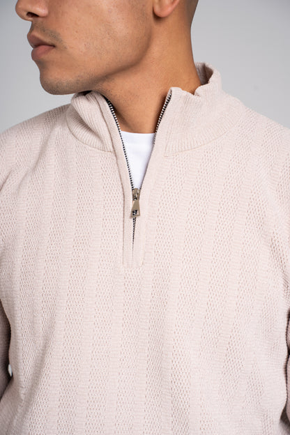 Ribbed Half Zipper Pullover - بلوفر مضلع بنصف سحاب