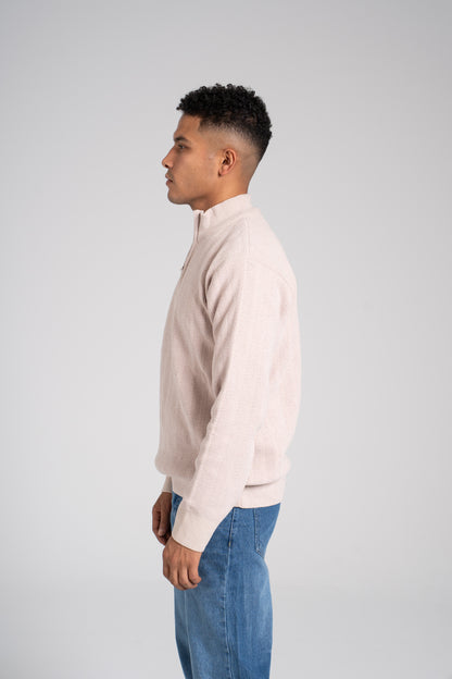 Ribbed Half Zipper Pullover - بلوفر مضلع بنصف سحاب