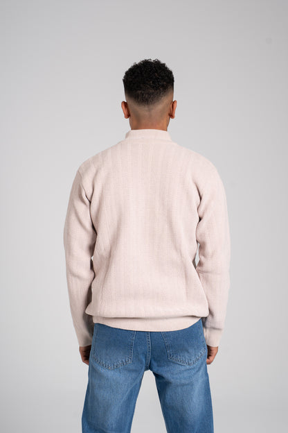 Ribbed Half Zipper Pullover - بلوفر مضلع بنصف سحاب