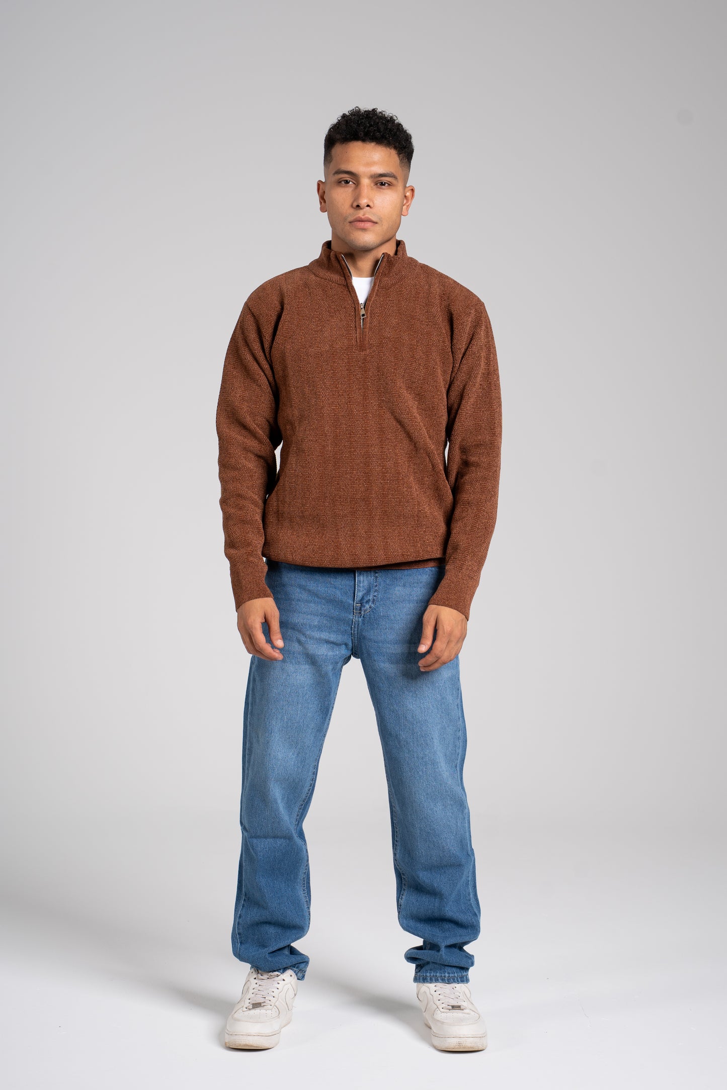 Ribbed Half Zipper Pullover - بلوفر مضلع بنصف سحاب