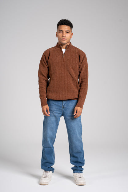 Ribbed Half Zipper Pullover - بلوفر مضلع بنصف سحاب