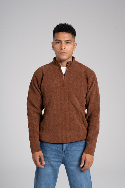 Ribbed Half Zipper Pullover - بلوفر مضلع بنصف سحاب