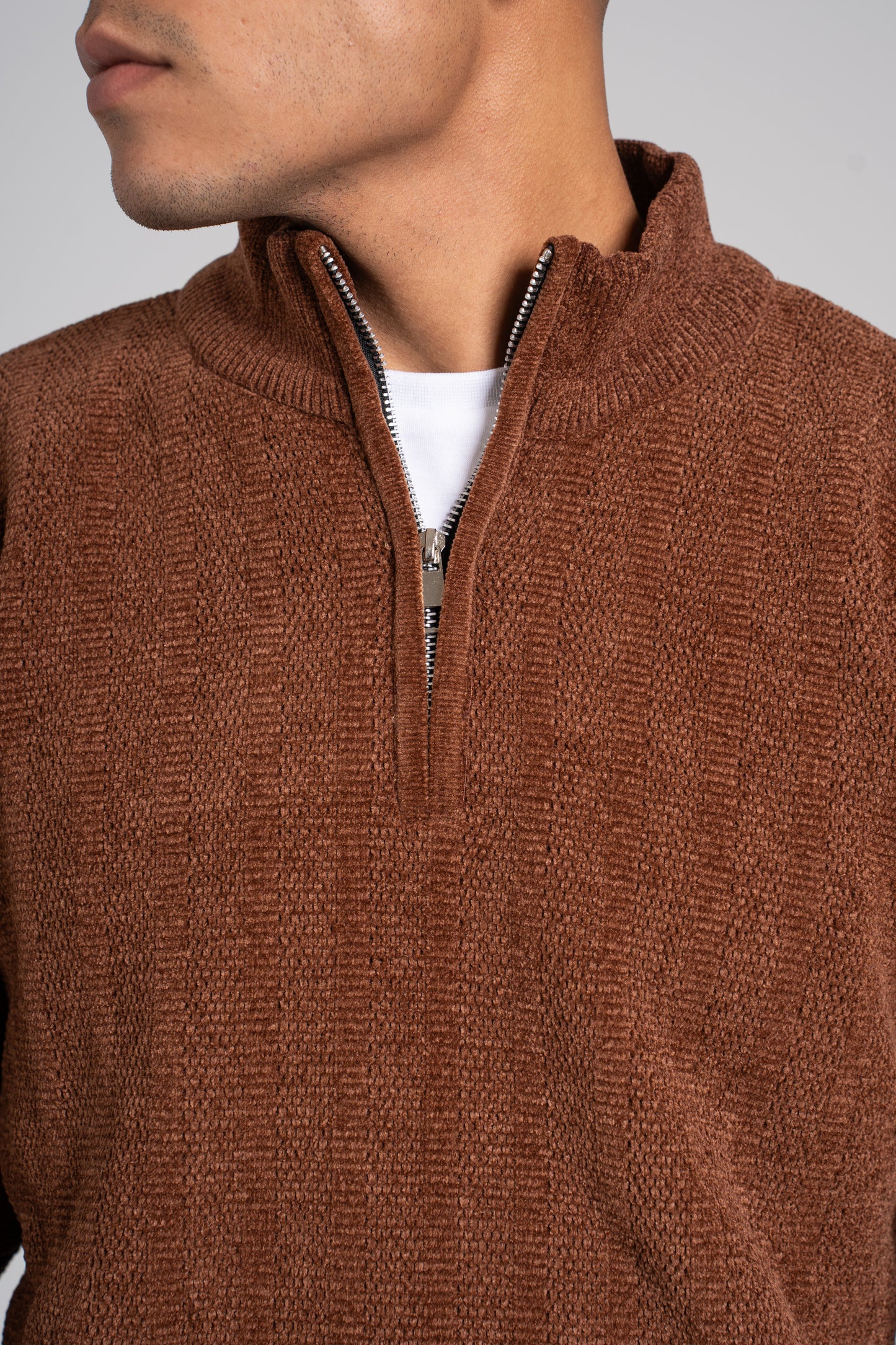 Ribbed Half Zipper Pullover - بلوفر مضلع بنصف سحاب
