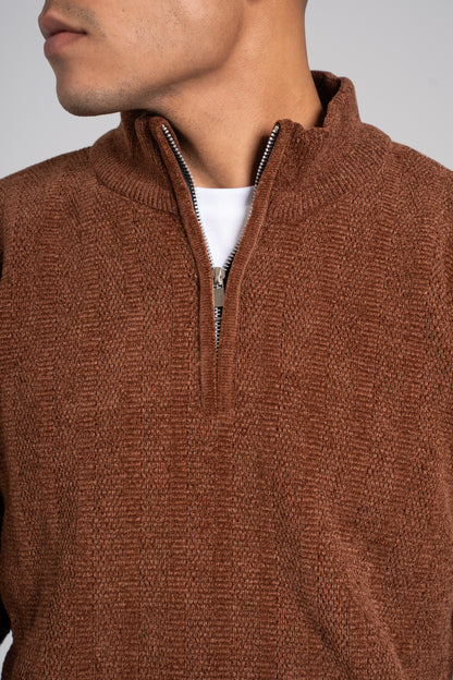 Ribbed Half Zipper Pullover - بلوفر مضلع بنصف سحاب