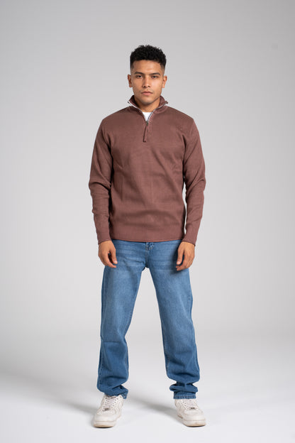 Ribbed Half Zipper Pullover - بلوفر مضلع بنصف سحاب