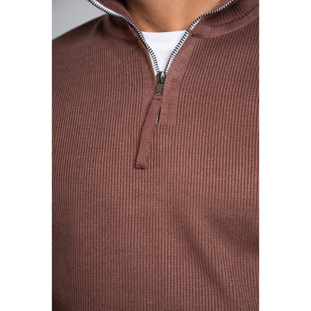 Ribbed Half Zipper Pullover - بلوفر مضلع بنصف سحاب