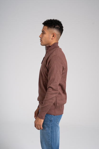 Ribbed Half Zipper Pullover - بلوفر مضلع بنصف سحاب