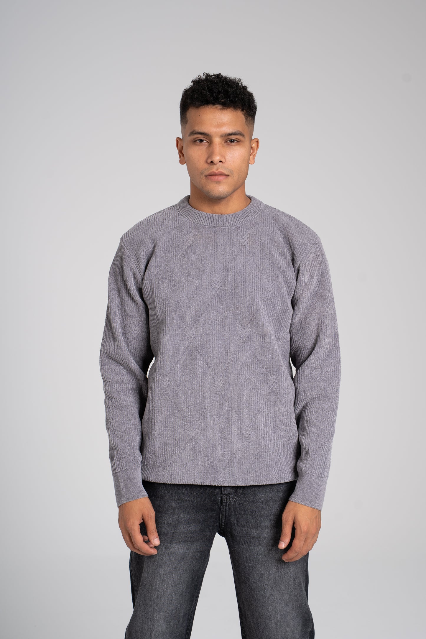 Ribbed Crew Neck Pullover - بلوفر مضلع برقبة دائرية