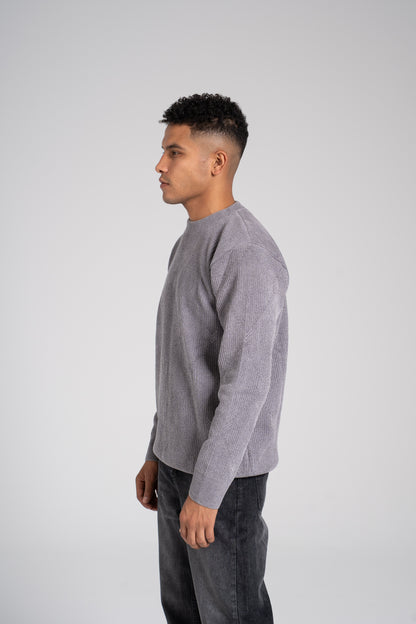 Ribbed Crew Neck Pullover - بلوفر مضلع برقبة دائرية