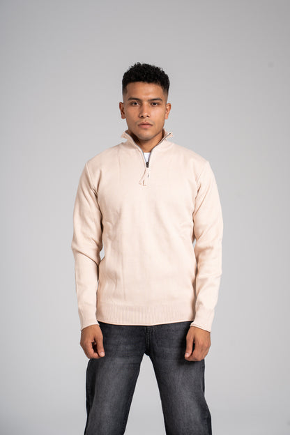 Ribbed Half Zipper Pullover - بلوفر مضلع بنصف سحاب