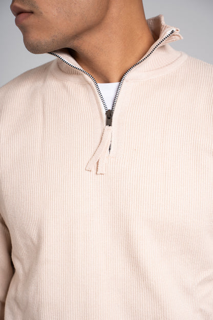Ribbed Half Zipper Pullover - بلوفر مضلع بنصف سحاب