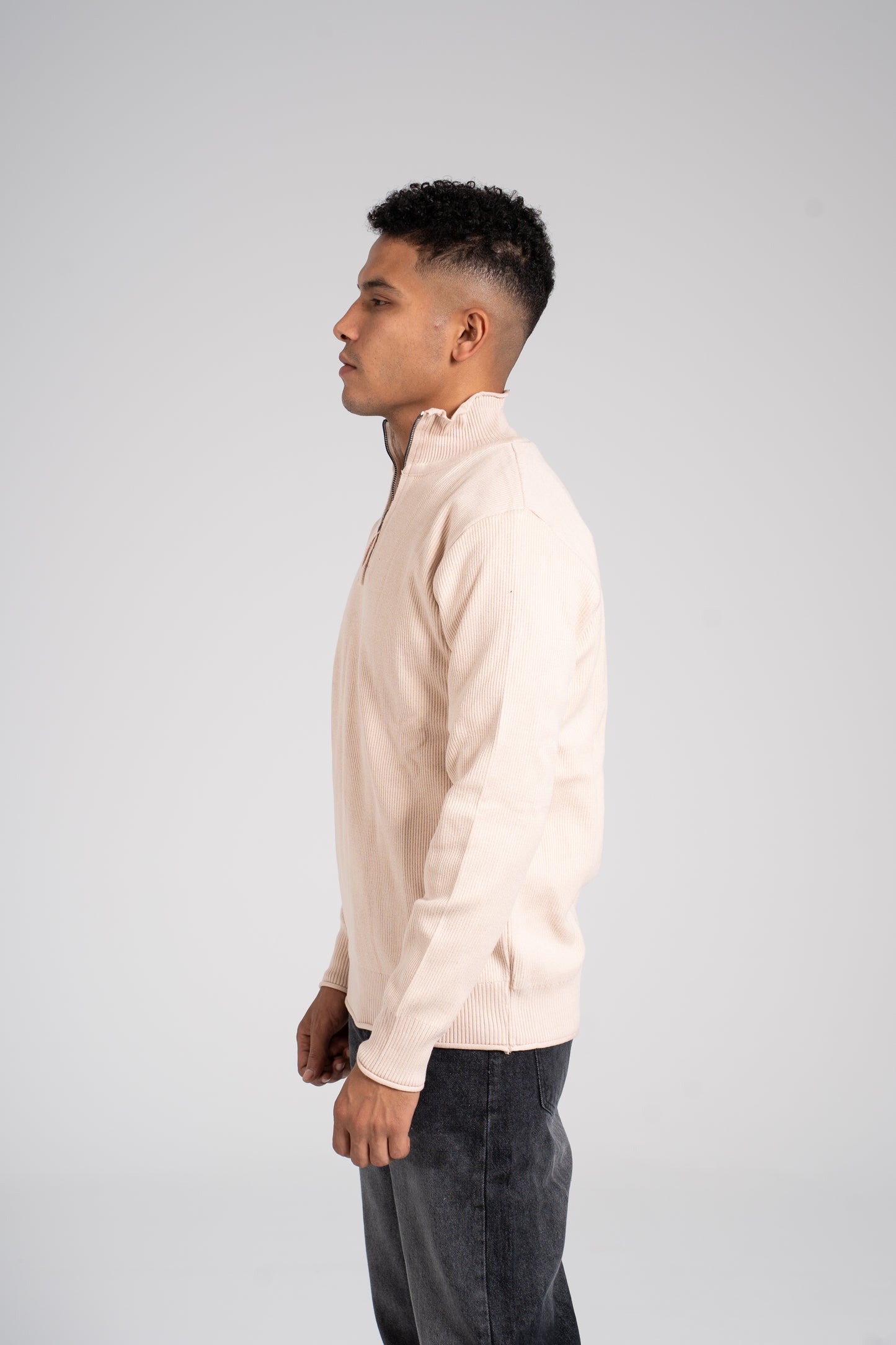 Ribbed Half Zipper Pullover - بلوفر مضلع بنصف سحاب