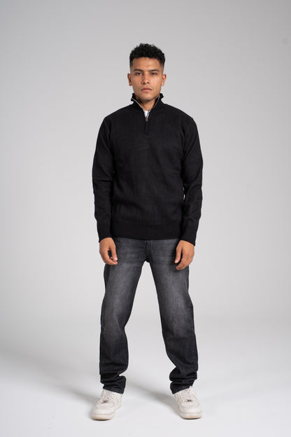 Ribbed Half Zipper Pullover - بلوفر مضلع بنصف سحاب