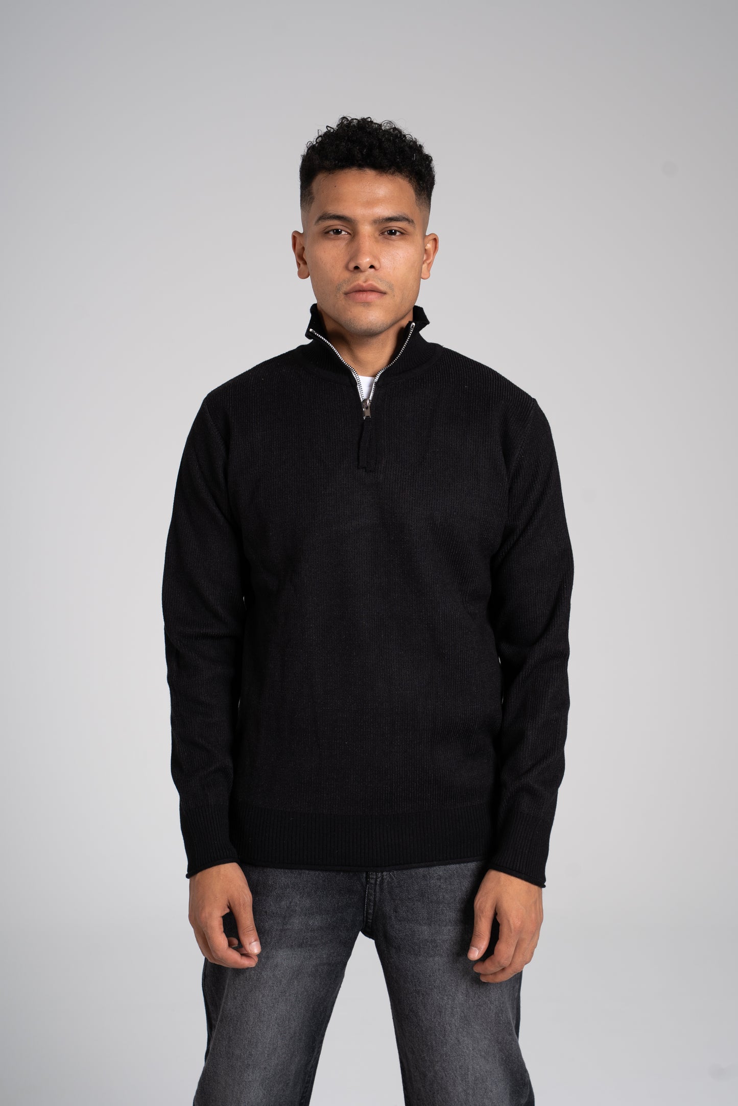 Ribbed Half Zipper Pullover - بلوفر مضلع بنصف سحاب