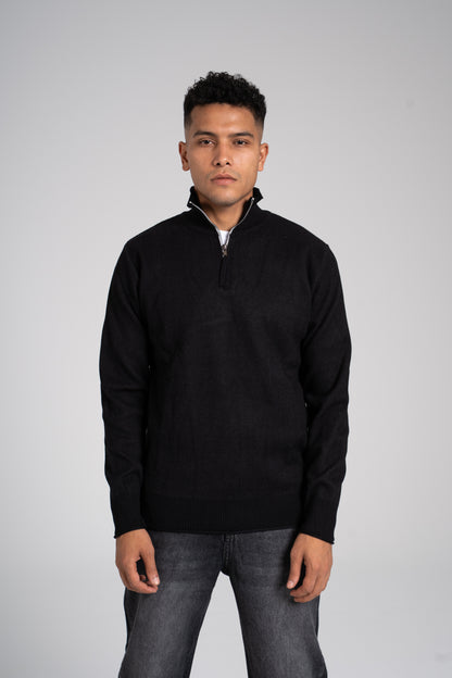 Ribbed Half Zipper Pullover - بلوفر مضلع بنصف سحاب