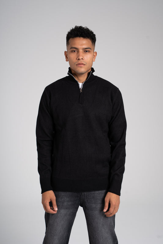 Ribbed Half Zipper Pullover - بلوفر مضلع بنصف سحاب