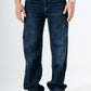 Dark Blue Washed Wide Leg Jeans