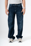 Dark Blue Washed Wide Leg Jeans