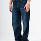 Dark Blue Washed Wide Leg Jeans