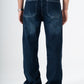 Dark Blue Washed Wide Leg Jeans