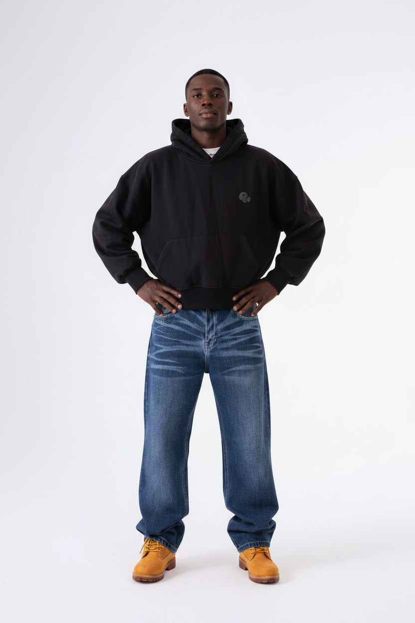 WHITE POCKET DARK BLUE BAGGY