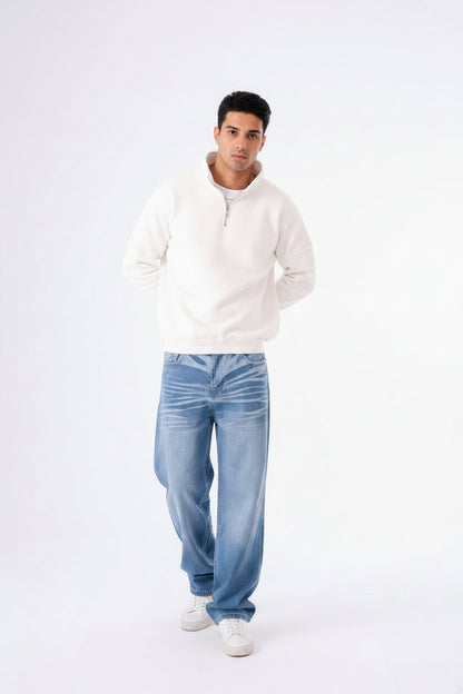 WHITE POCKET LIGHT BLUE BAGGY