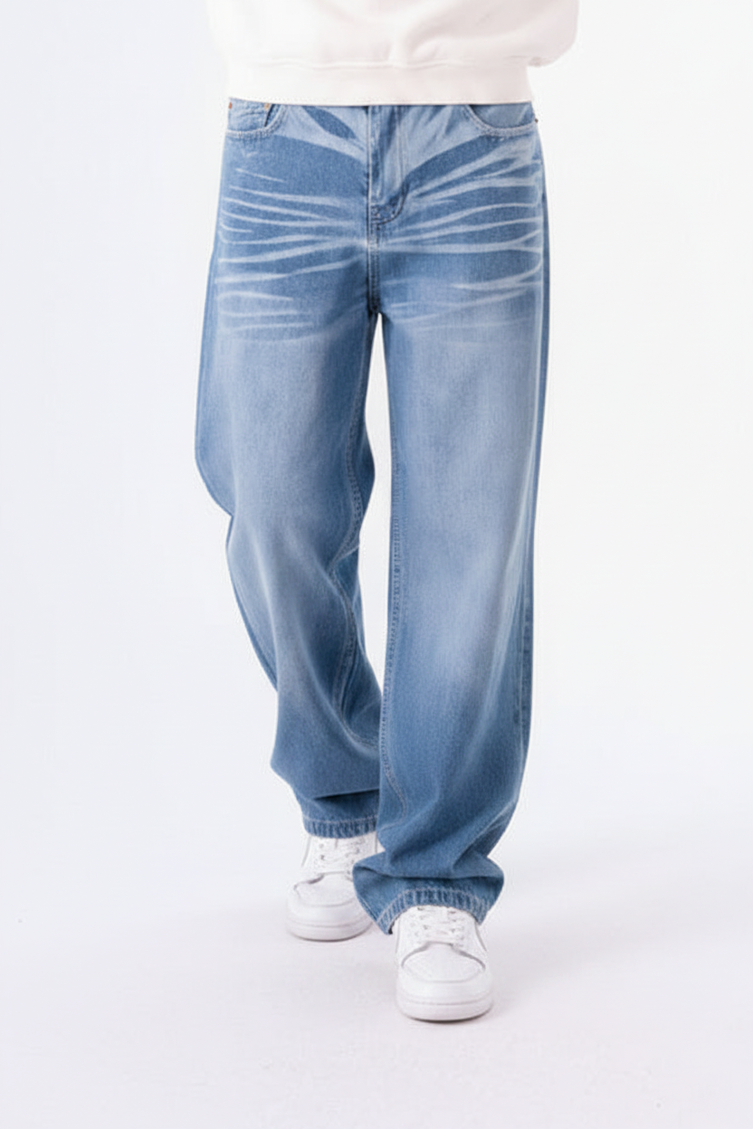 WHITE POCKET LIGHT BLUE BAGGY
