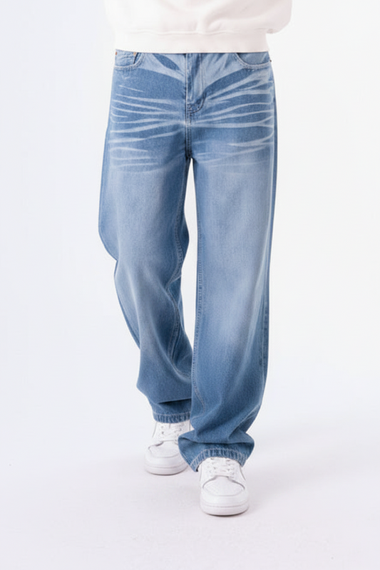 WHITE POCKET LIGHT BLUE BAGGY