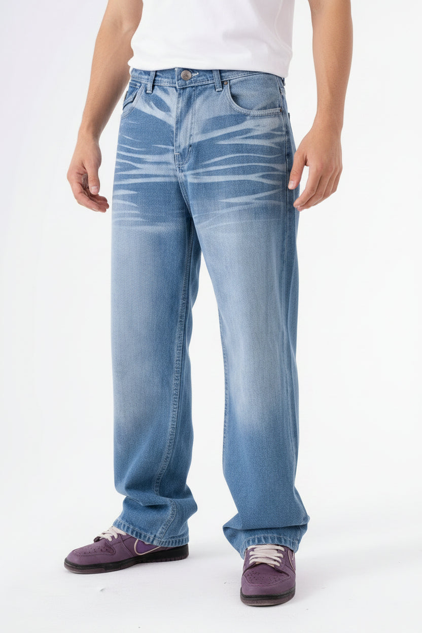 WHITE POCKET LIGHT BLUE BAGGY