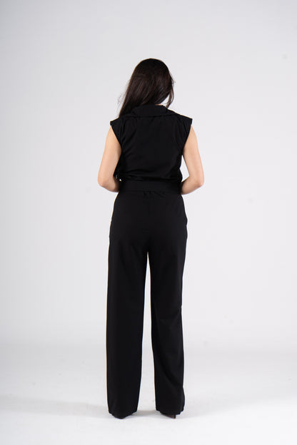 Black Jumpsuit With Adjustable Belt