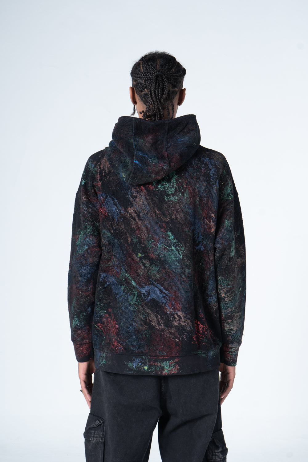 Black Casual Self-Printed Hoodie