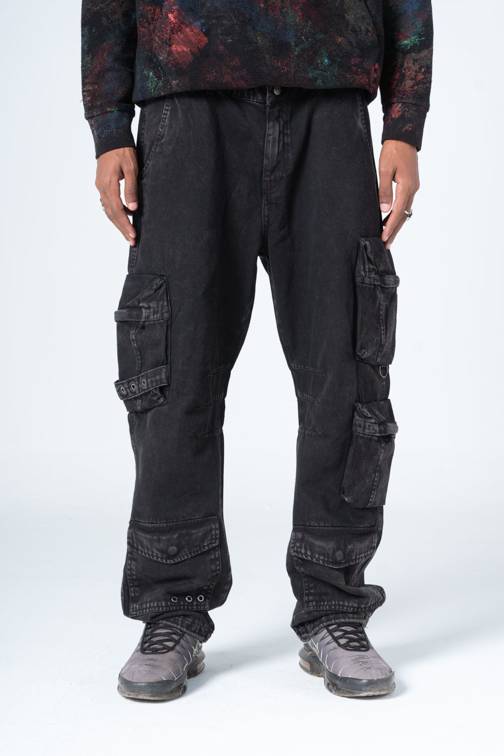 Dark Gray Straight Leg Cargo Jeans