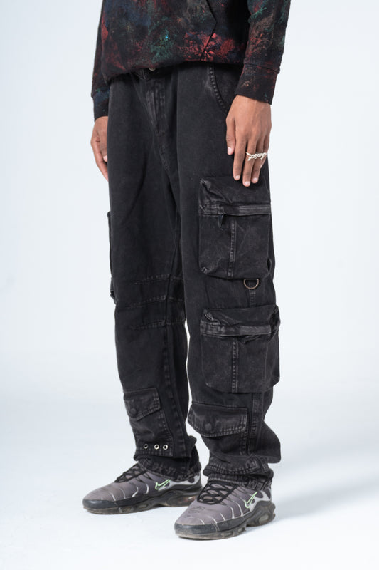 Dark Gray Straight Leg Cargo Jeans