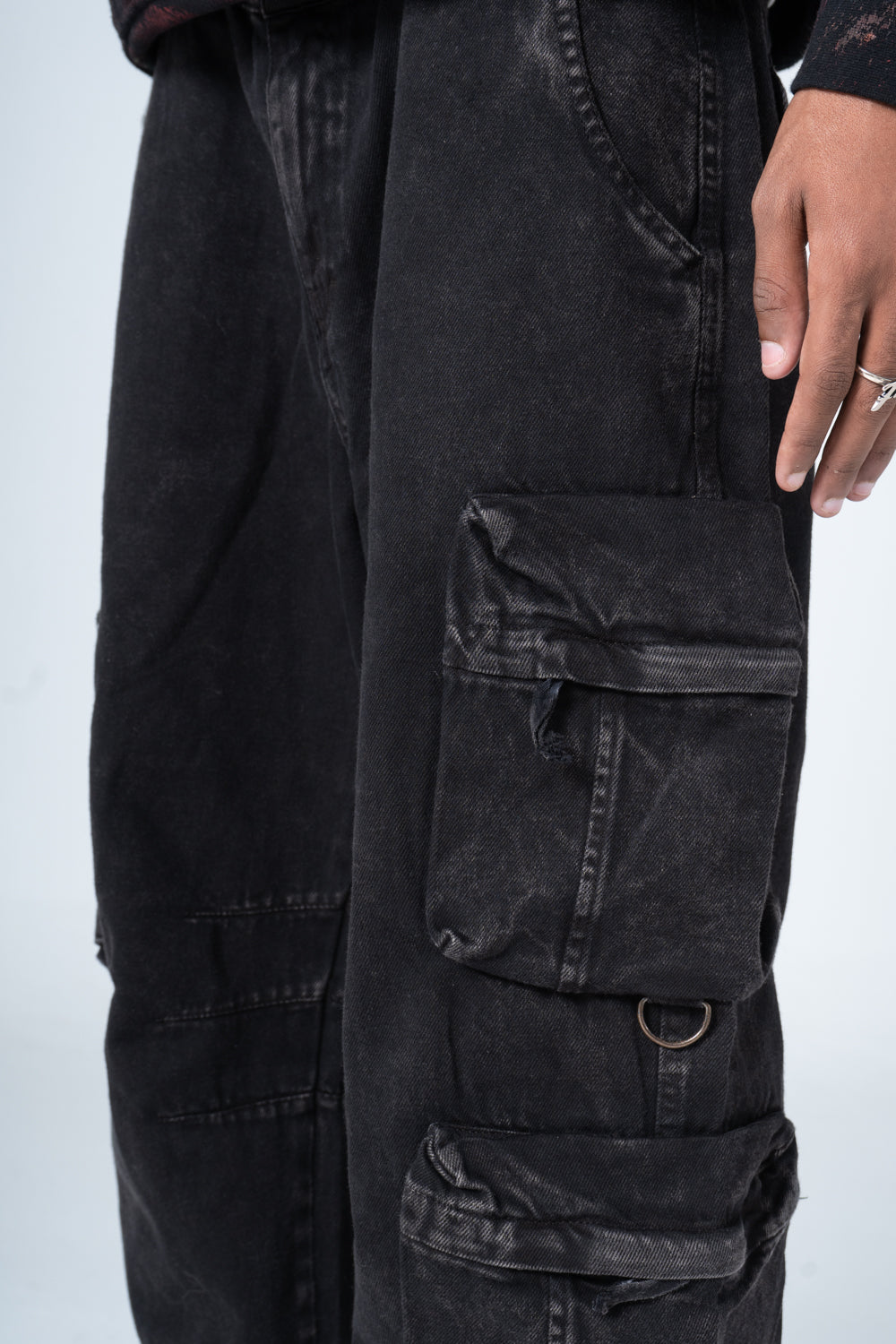 Dark Gray Straight Leg Cargo Jeans