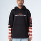 Black Striped Half Sleeve Printed Hoodie