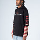 Black Striped Half Sleeve Printed Hoodie