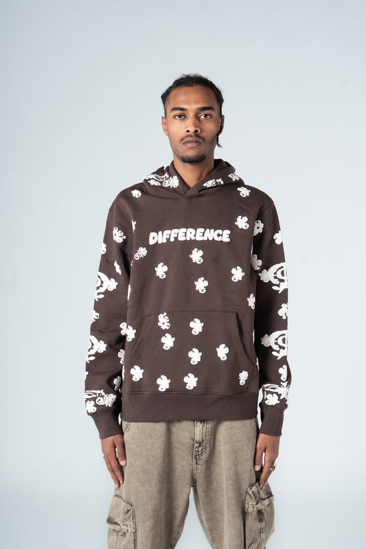 Brown Full Printed Hoodie