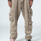 Beige Straight Leg Cargo Jeans