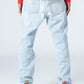 Ice Blue Flexible Ribbed Hem Jeans