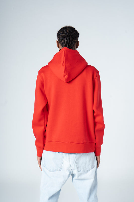 Red Printed Hoodie with Side Pockets