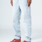 Ice Blue Flexible Ribbed Hem Jeans