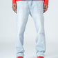 Ice Blue Flexible Ribbed Hem Jeans