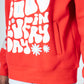 Red Printed Hoodie with Side Pockets