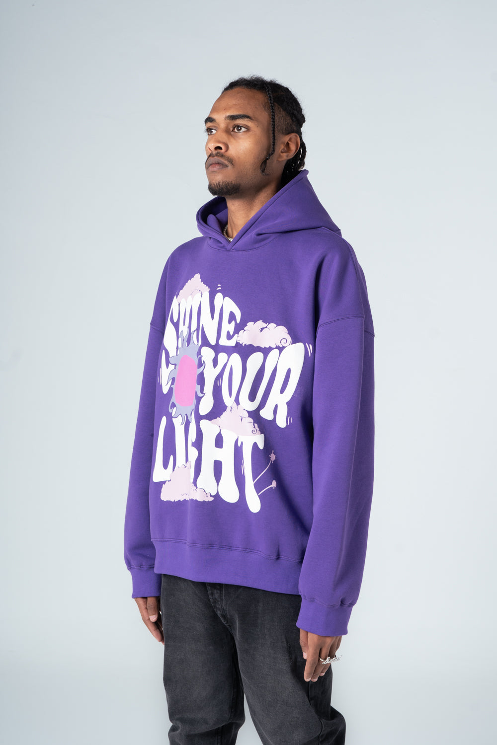 Purple Trendy Printed Hoodie